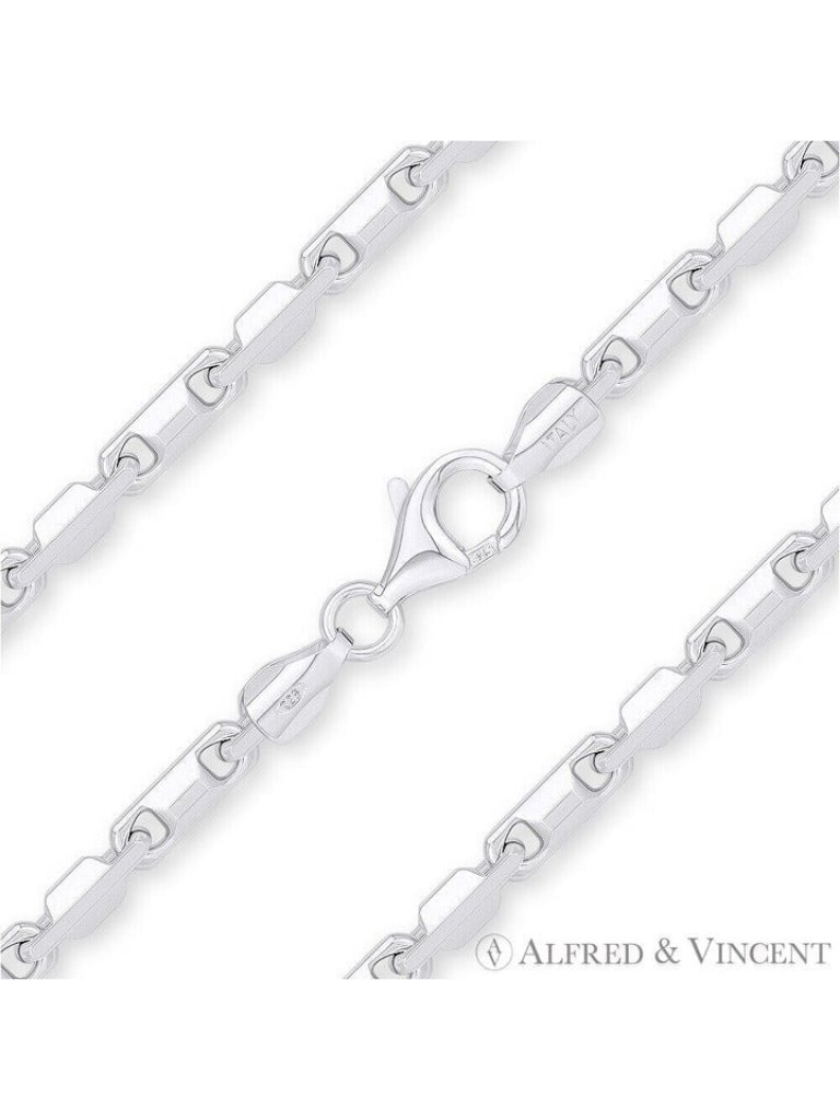 3.5mm Heshe Bar Link Italian Chain Necklace In .925 Sterling Silver - 22"